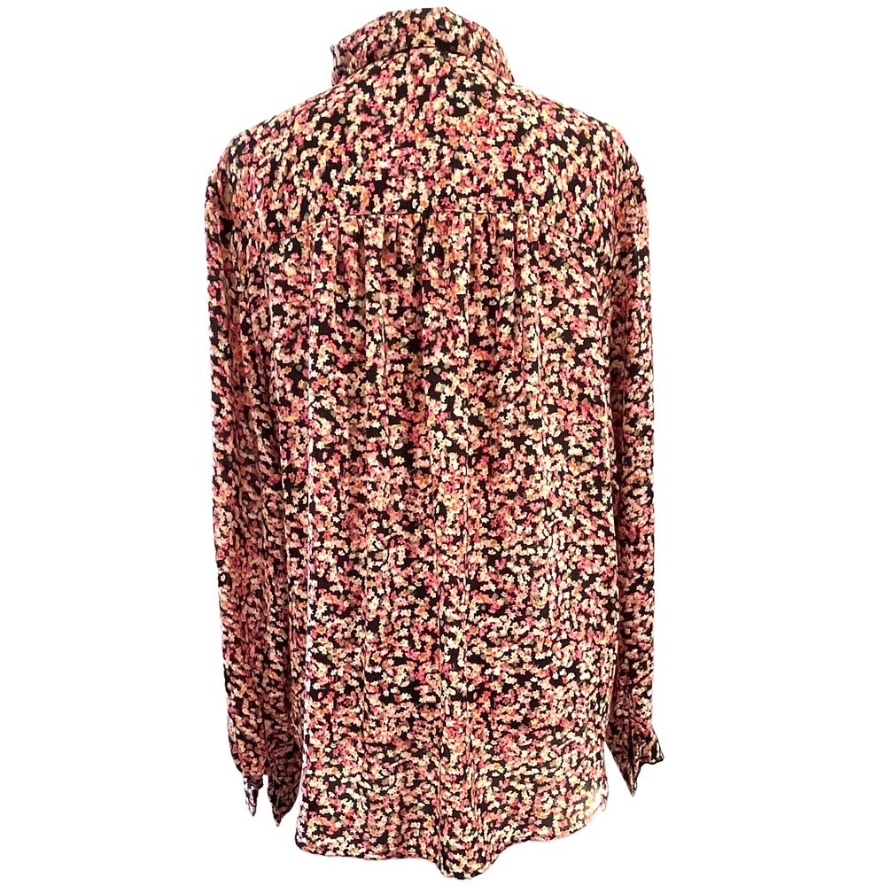H&M Womens Floral Button Down Blouse Long Sleeve Pink Orange Black Size Large - Picture 4 of 5